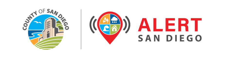County of San Diego and Alert San Diego logos displayed together on a white background.